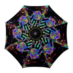 Crazy Multicolored Each Other Running Splashes Hand 1 Golf Umbrellas by EDDArt