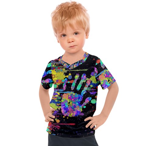 Crazy Multicolored Each Other Running Splashes Hand 1 Kids  Sports Tee by EDDArt