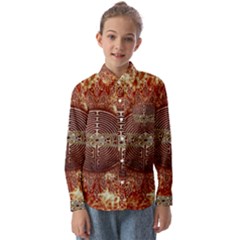 Chartres Double Infinity Antique Mandala Kids  Long Sleeve Shirt by EDDArt