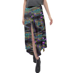 Abstract Art - Adjustable Angle Jagged 2 Velour Split Maxi Skirt by EDDArt