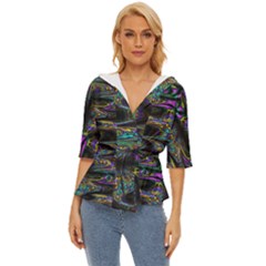 Abstract Art - Adjustable Angle Jagged 2 Lightweight Drawstring Hooded Top by EDDArt