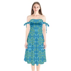 Abstract Pattern Geometric Backgrounds   Shoulder Tie Bardot Midi Dress by Eskimos
