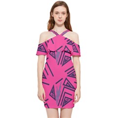 Abstract Pattern Geometric Backgrounds   Shoulder Frill Bodycon Summer Dress by Eskimos