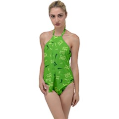 Abstract Pattern Geometric Backgrounds   Go With The Flow One Piece Swimsuit by Eskimos