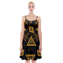 Abstract Pattern Geometric Backgrounds   Spaghetti Strap Velvet Dress by Eskimos