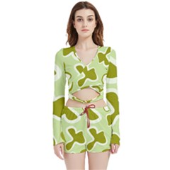 Abstract Pattern Geometric Backgrounds   Velvet Wrap Crop Top And Shorts Set by Eskimos
