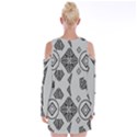 Abstract pattern geometric backgrounds   Velvet Long Sleeve Shoulder Cutout Dress View2