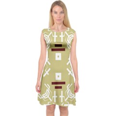Abstract Pattern Geometric Backgrounds   Capsleeve Midi Dress by Eskimos
