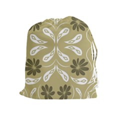 Folk Flowers Print Floral Pattern Ethnic Art Drawstring Pouch (xl) by Eskimos
