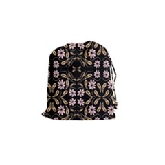 Folk Flowers Print Floral Pattern Ethnic Art Drawstring Pouch (small) by Eskimos
