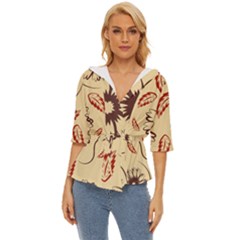Folk Flowers Print Floral Pattern Ethnic Art Lightweight Drawstring Hooded Top by Eskimos