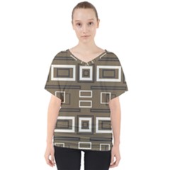 Abstract Pattern Geometric Backgrounds   V-neck Dolman Drape Top by Eskimos