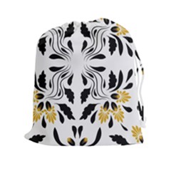 Folk Flowers Print Floral Pattern Ethnic Art Drawstring Pouch (2xl) by Eskimos