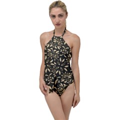Folk Flowers Print Floral Pattern Ethnic Art Go With The Flow One Piece Swimsuit by Eskimos