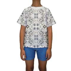 Folk Flowers Print Floral Pattern Ethnic Art Kids  Short Sleeve Swimwear by Eskimos