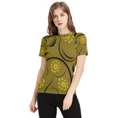 Folk Flowers Print Floral Pattern Ethnic Art Women s Short Sleeve Rash Guard by Eskimos