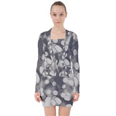 Gray Circles Of Light V-neck Bodycon Long Sleeve Dress by DimitriosArt