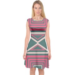 Abstract Pattern Geometric Backgrounds   Capsleeve Midi Dress by Eskimos