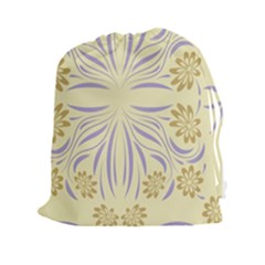 Folk Flowers Print Floral Pattern Ethnic Art Drawstring Pouch (2xl) by Eskimos