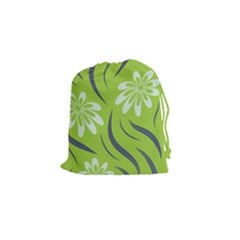 Folk Flowers Print Floral Pattern Ethnic Art Drawstring Pouch (small) by Eskimos