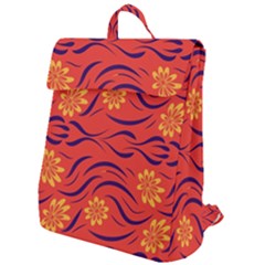 Folk Flowers Print Floral Pattern Ethnic Art Flap Top Backpack by Eskimos