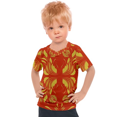 Folk Flowers Print Floral Pattern Ethnic Art Kids  Sports Tee by Eskimos