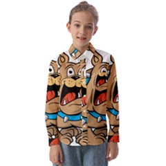 Bulldog-cartoon-illustration-11650862 Kids  Long Sleeve Shirt by jellybeansanddinosaurs