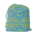 Floral folk damask pattern Fantasy flowers  Drawstring Pouch (2XL) View2
