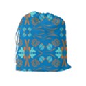 Floral folk damask pattern Fantasy flowers  Drawstring Pouch (XL) View2