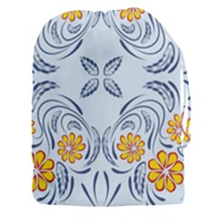 Floral Folk Damask Pattern Fantasy Flowers  Drawstring Pouch (3xl) by Eskimos