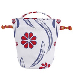 Folk Flowers Print Floral Pattern Ethnic Art Drawstring Bucket Bag by Eskimos