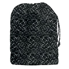 Pixel Grid Dark Black And White Pattern Drawstring Pouch (3xl) by dflcprintsclothing