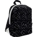 Pixel Grid Dark Black And White Pattern Zip Up Backpack View2
