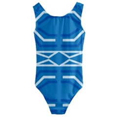 Abstract Pattern Geometric Backgrounds   Kids  Cut-out Back One Piece Swimsuit by Eskimos