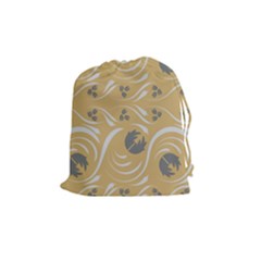 Folk Flowers Print Floral Pattern Ethnic Art Drawstring Pouch (medium) by Eskimos