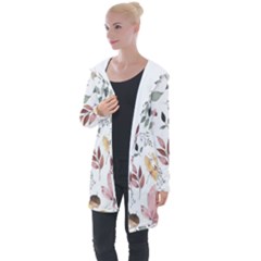 Flowers Pattern Longline Hooded Cardigan by Sparkle