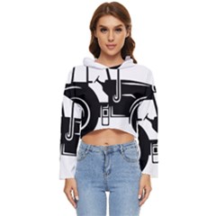 Black-farm-tractor-cut Women s Lightweight Cropped Hoodie by DinzDas