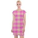 Pink Tartan 4 Cap Sleeve Bodycon Dress View1