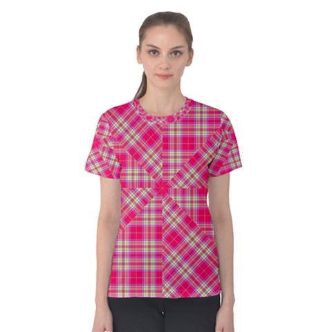 Pink Tartan-10 Women s Cotton Tee by tartantotartanspink