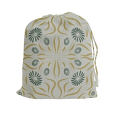 Floral Folk Damask Pattern Fantasy Flowers  Drawstring Pouch (2xl) by Eskimos