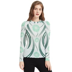 Folk Flowers Print Floral Pattern Ethnic Art Women s Long Sleeve Rash Guard by Eskimos