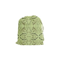 Floral Folk Damask Pattern Fantasy Flowers  Drawstring Pouch (small) by Eskimos