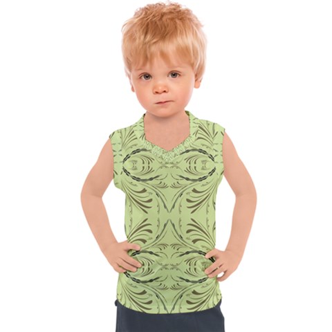 Floral Folk Damask Pattern Fantasy Flowers  Kids  Sport Tank Top by Eskimos