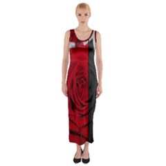 Roses Rouge Fleurs Fitted Maxi Dress by kcreatif