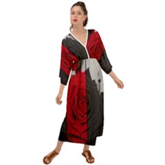 Roses Rouge Fleurs Grecian Style  Maxi Dress by kcreatif