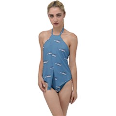 Cartoon Sketchy Helicopter Drawing Motif Pattern Go With The Flow One Piece Swimsuit by dflcprintsclothing