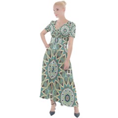 Mandala  Button Up Short Sleeve Maxi Dress by zappwaits
