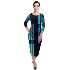 Folding For Science Quarter Sleeve Midi Velour Bodycon Dress by WetdryvacsLair