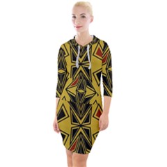 Abstract Pattern Geometric Backgrounds   Quarter Sleeve Hood Bodycon Dress by Eskimos