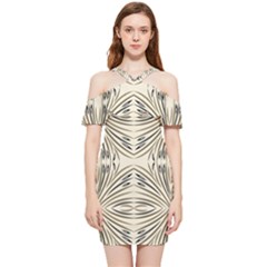 Folk Flowers Print Floral Pattern Ethnic Art Shoulder Frill Bodycon Summer Dress by Eskimos